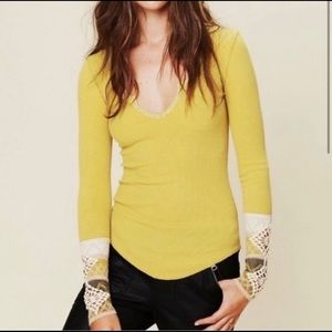 FREE PEOPLE Kombucha Cuff Thermal in Lemongrass size small